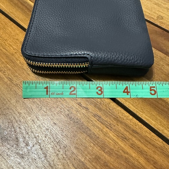 Coach Black Pebbled Leather Double Zip Wristlet with Gold Logo - Picture 3 of 6